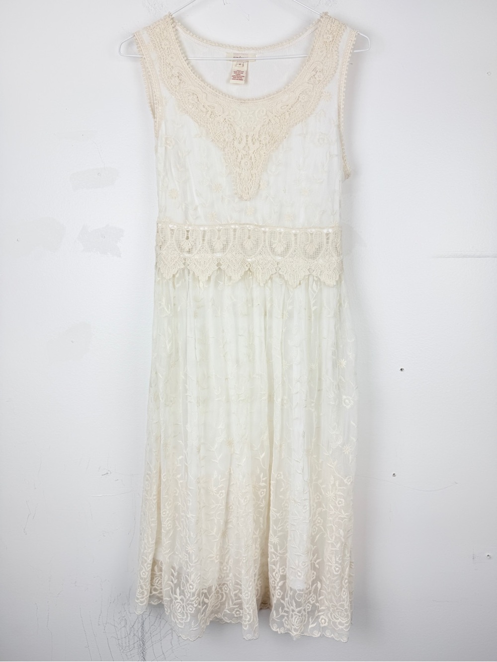 Sundance Ivory Embroidered Lace Maxi Dress Boho Romantic Cottagecore Bride